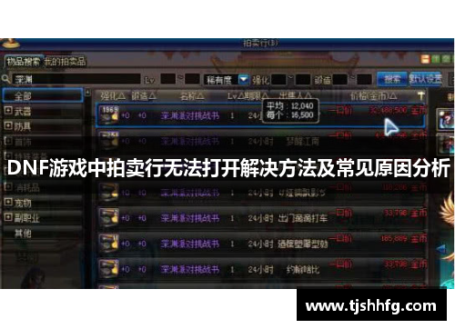 DNF游戏中拍卖行无法打开解决方法及常见原因分析